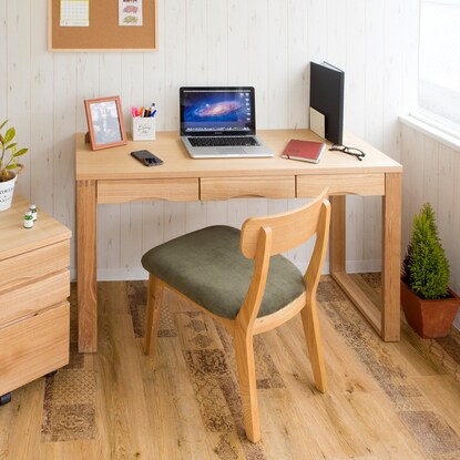 A natural wood desk with beautiful grain of ash veneer, depth 45cm (width 120cm light brown)