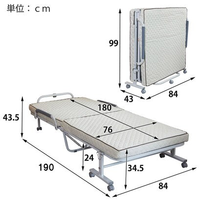 Compact semi-short single folding bed (width 84 x depth 190 cm WH)