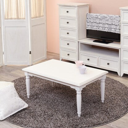 Adult-cute white shabby compact center table (rectangle)