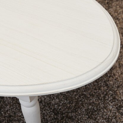 Adult-cute white shabby compact center table (oval)