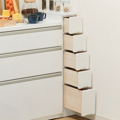 Slim counter with drawers selectable in 5cm increments (15cm width)