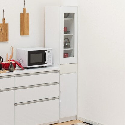 Gap storage with freely adjustable door direction (glass door + wooden door type, width 35cm)