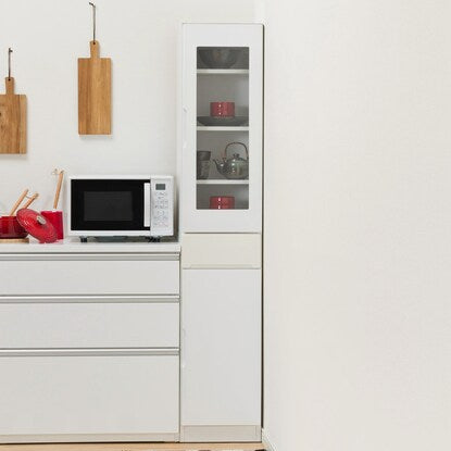 Gap storage with freely adjustable door direction (glass door + wooden door type, width 35cm)