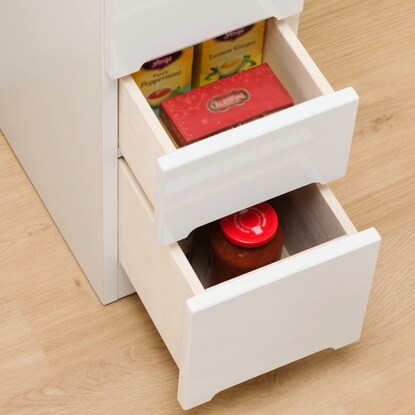 Gap storage with freely adjustable door direction (panel door + drawer type, width 25cm)