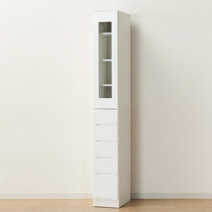 Gap storage with freely adjustable door direction (glass door + drawer type, width 25cm)