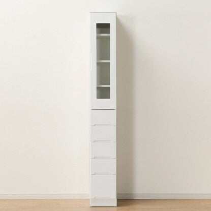 Gap storage with freely adjustable door direction (glass door + drawer type, width 25cm)