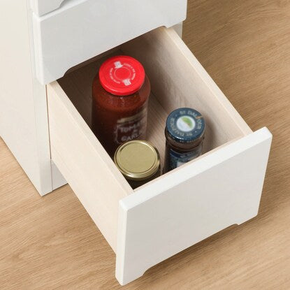 Gap storage with freely adjustable door direction (glass door + drawer type, width 25cm)