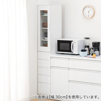 Gap storage with freely adjustable door direction (glass door + drawer type, width 25cm)