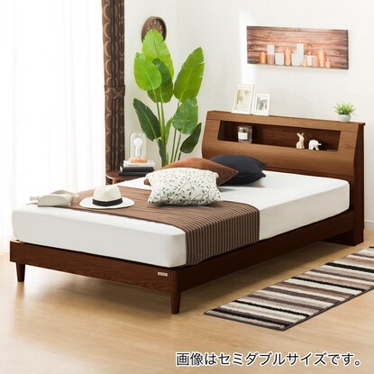 Bed frame with shelf, lighting and power outlet (SL cabinet, no drawers, MBR)