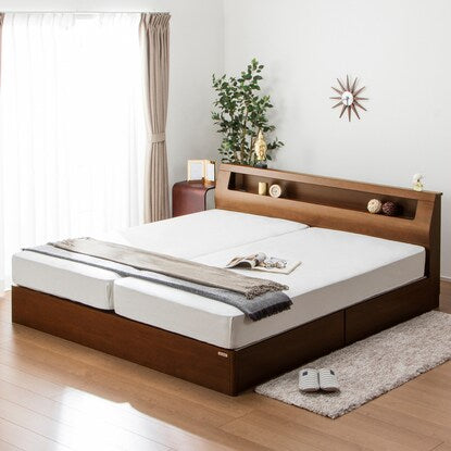 Bed frame with shelf, lighting and power outlet (KL cabinet with drawers, MBR)