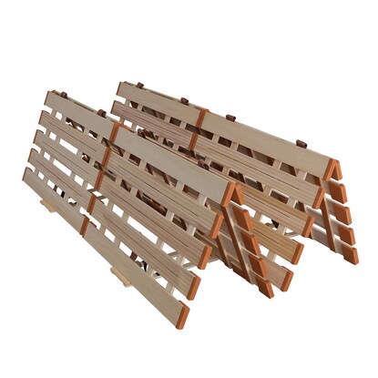 Double lightweight 4-fold paulownia wood slat bed