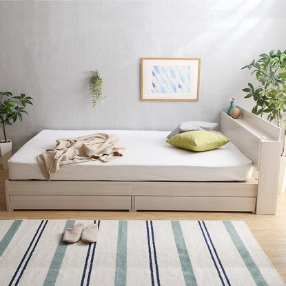 Chest bed frame with shelves and power outlets (SD WH)