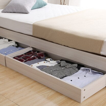 Chest bed frame with shelves and power outlets (SD WH)