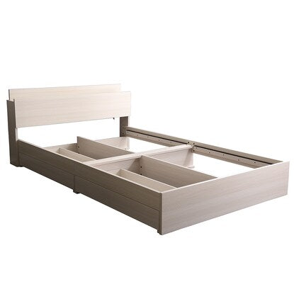 Chest bed frame with shelves and power outlets (SD WH)