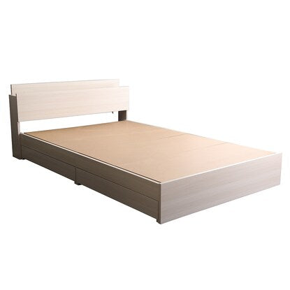 Chest bed frame with shelves and power outlets (SD WH)