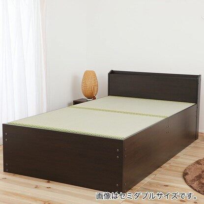 Large capacity storage tatami bed with single shelf and outlet (YHN BR)