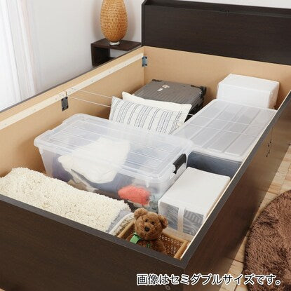 Large capacity storage tatami bed with single shelf and outlet (YHN BR)