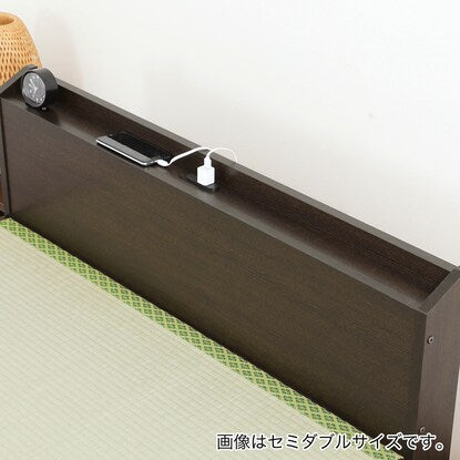 Large capacity storage tatami bed with single shelf and outlet (YHN BR)