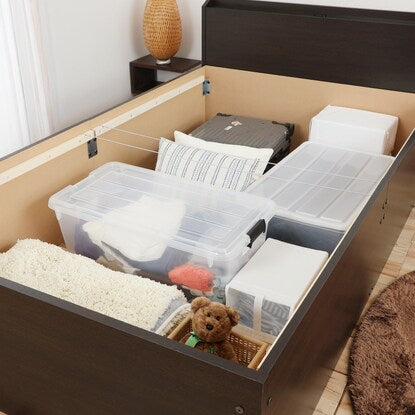 Semi-double bed with shelf and power outlet, large capacity storage (YHN BR)