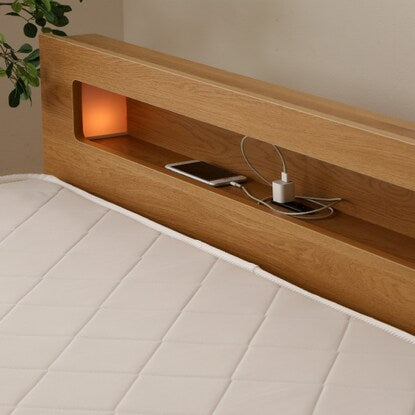 Single floor bed frame with shelf, lighting and power outlet (KWNJ NA)