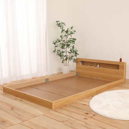 Single floor bed frame with shelf, lighting and power outlet (KWNJ NA)