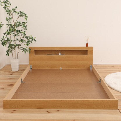 Floor bed frame with double shelf, lighting and power outlet (KWNJ NA)