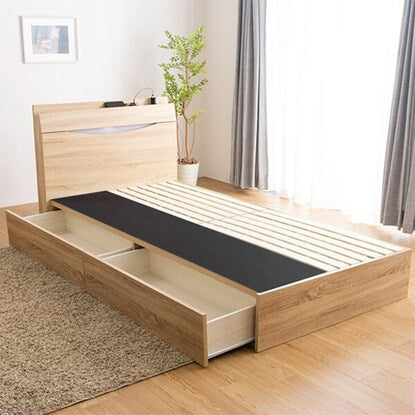 Single bed frame with storage and lighting (TRT NA)