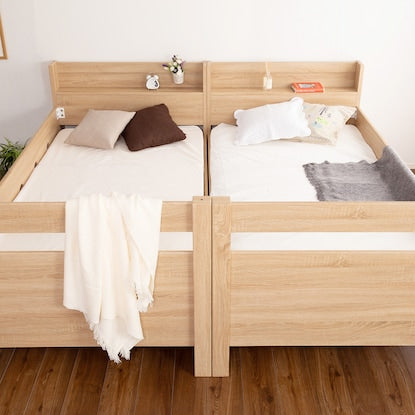 Wooden bunk bed with headboard (natural)