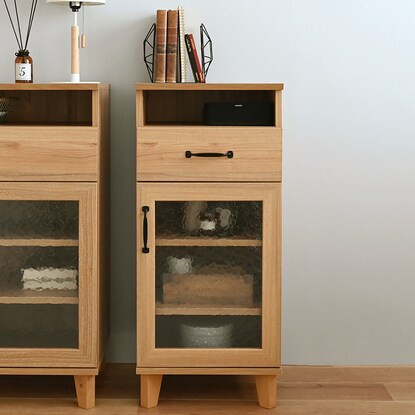 Scandinavian-style slim cabinet with stone-like glass (width 40cm NA)