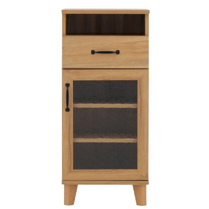 Scandinavian-style slim cabinet with stone-like glass (width 40cm NA)