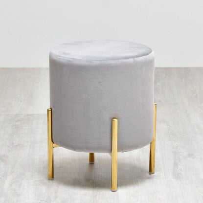 Velour-like cylindrical stool (GY)