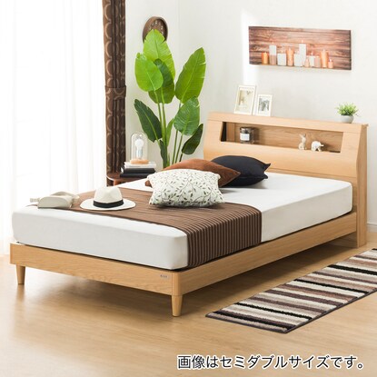 Bed frame with shelf, lighting and electrical outlet (DL cabinet, no drawers, NA)