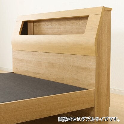 Bed frame with shelf, lighting and electrical outlet (DL cabinet, no drawers, NA)