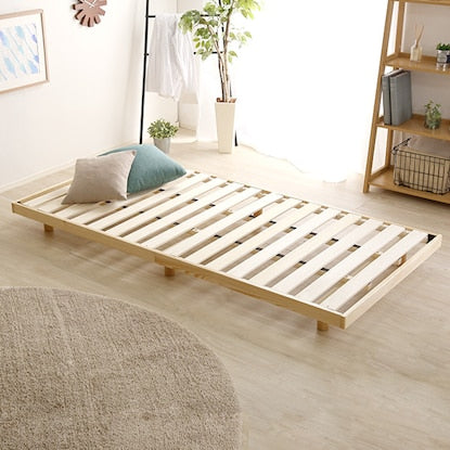 Natural wood 3-level height adjustable bed with legs and slats (S NA)