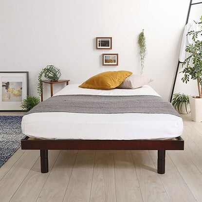 Natural wood 3-level height adjustable bed with legs and slats (S DBR)