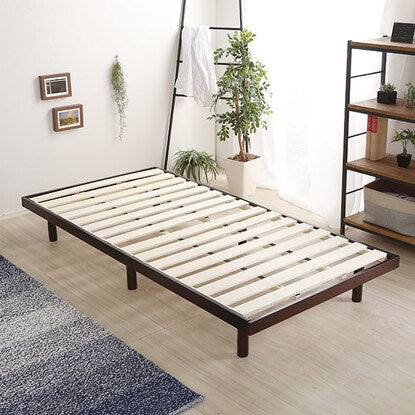 Natural wood 3-level height adjustable bed with legs and slats (S DBR)