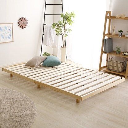 Natural wood 3-level height adjustable bed with legs and slats (SD NA)