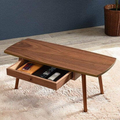 Center table with rounded sides and drawers, width 95cm (BR)