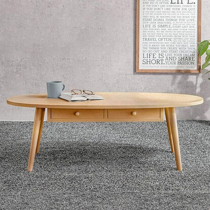 Oval centre table with 2 drawers, width 110cm (NA)