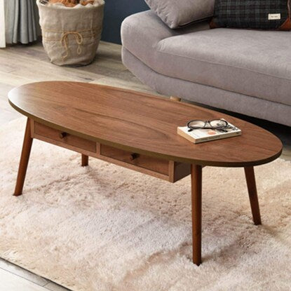 Oval centre table with 2 drawers, width 110cm (BR)