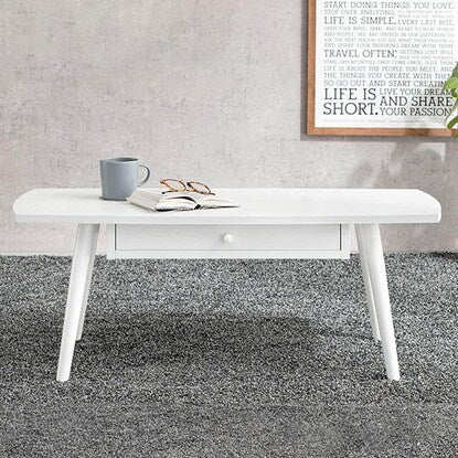 Center table with rounded sides and drawers, width 95cm (WW)