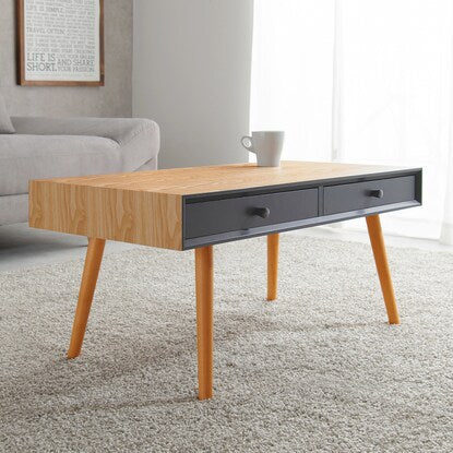 Stylish centre table with double drawers, width 80cm (NA/BK)