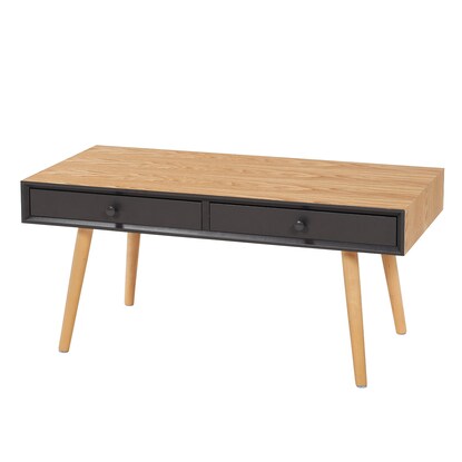 Stylish centre table with double drawers, width 80cm (NA/BK)