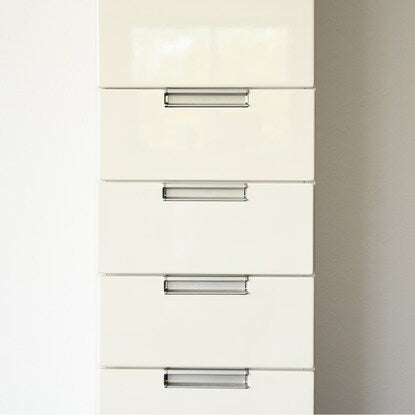 Easy-to-clean mirror-finished cabinet (top panel door + bottom drawer) 30cm wide (WH)