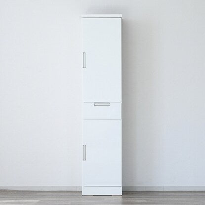 Easy-to-clean mirror-finished cabinet (upper panel door + lower door) Width 40 cm (WH)