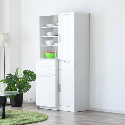 Easy-to-clean mirror-finished cabinet (upper panel door + lower door) Width 40 cm (WH)