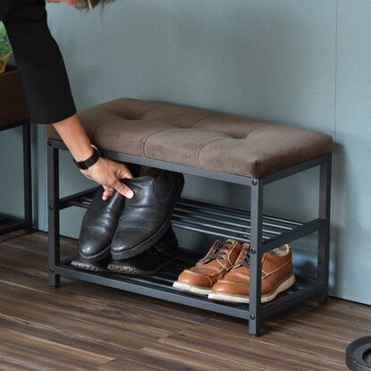 Bench shoe rack (60cm wide, dark brown)