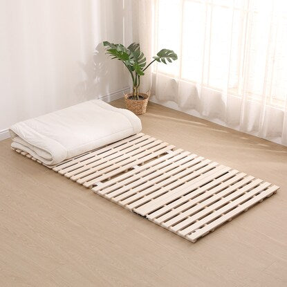 Single 2-fold paulownia wood slat bed