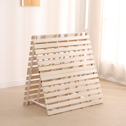 Single 2-fold paulownia wood slat bed