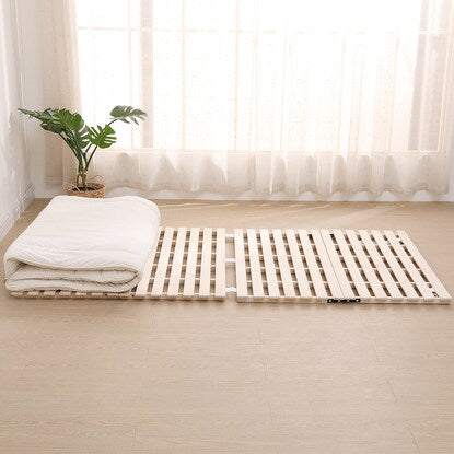 Single 2-fold paulownia wood slat bed